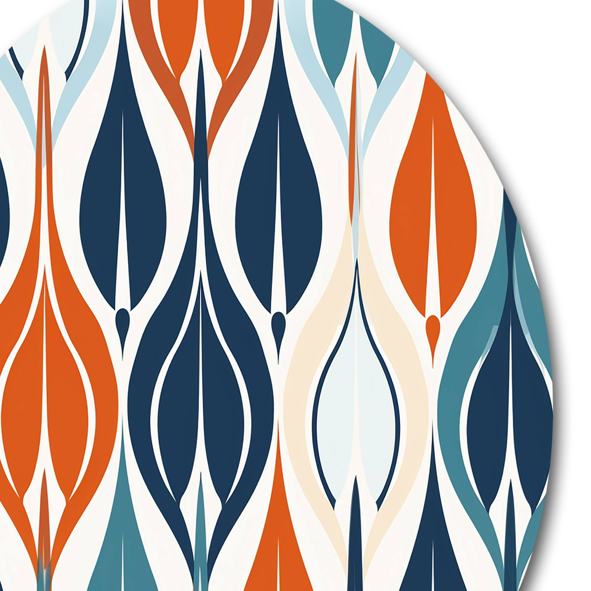 Designart "Orange and Blue Botanical Symphony I" Abstract Metal Circle